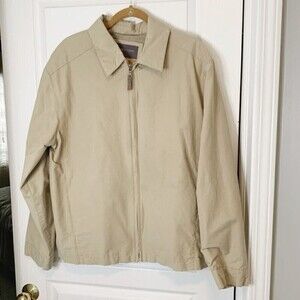 Andrew Marc Men's Full Zip Lightweight Casual Summer Zip Khaki Jacket